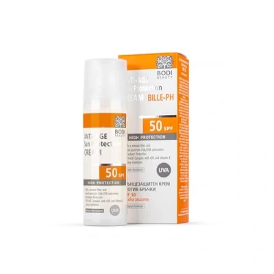 Abbildung von BODI BEAUTY Anti Falten Sonnenschutz LSF 50 mit Vitamin E und Q10 nicht fettende Sonnencreme für das Gesicht, sofort wirksame Sonnenmilch leichter Textur SPF 30ml