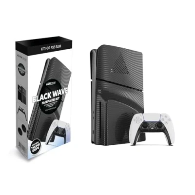 Abbildung von Maxx Tech PS5 Slim Faceplates Black Wave (5 Stück) + Controller Faceplate 2 Thumb Grips