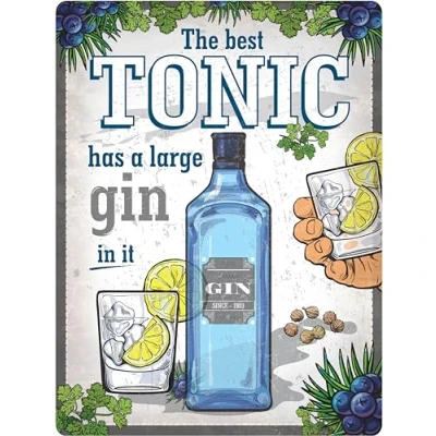 Abbildung von Dodino 30x40cm blechschild, GIN and TONIC, funny Metallschilder, vintage Dekoration für Partyraum, Irish Pub und Küche, Dekoratives Wohnaccessoire