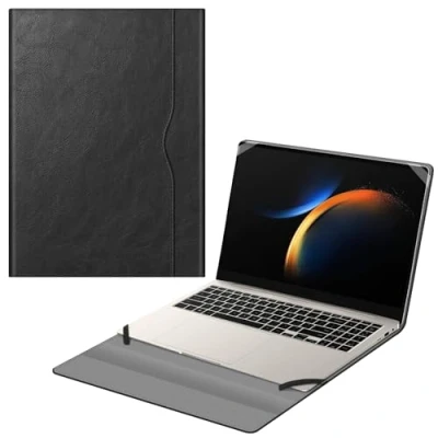 Abbildung von Fintie Hülle für 16 Zoll Samsung Galaxy Book 4 Edge/Galaxy Ultra/Galaxy Pro 360/Galaxy 3 360 Premium Folio Schutzhülle mit Dokumentschlitze, Schwarz