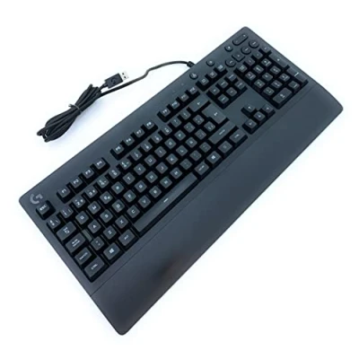 Abbildung von Logitech G213 Prodigy Gaming Tastatur, RGB Beleuchtung, Programmierbare G Tasten, Multi Media Bedienelemente, Integrierte Handballenauflage, Spritzwassergeschützt, Spanisches QWERTY Layout Schwarz