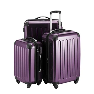 Abbildung von HAUPTSTADTKOFFER Alex 3er Kofferset, Trolley Set, Rollkoffer, Reisekoffer, (S, M &amp; L), Aubergine
