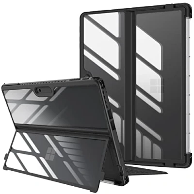 Abbildung von Fintie Hülle für Microsoft Surface Pro 11 / 10 (2024) 9 5G (2022) 13 Zoll, Stoßfeste Robuste Hartschalen Schutzhülle mit Original Ständer, Type Cover Kompatibel, Schwarz