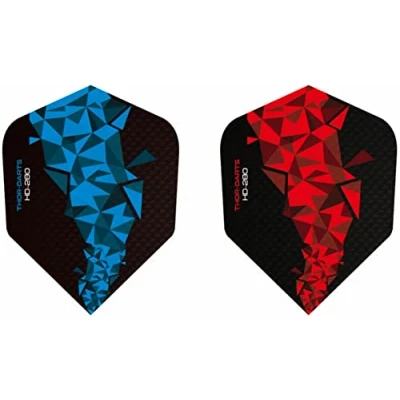 Abbildung von THOR Darts 30 Stück (10 Set) extra Strong Flights HD 280 red Blue Black 150 Micron Flys (F2 Mix rot schwarz &amp; blau schwarz)