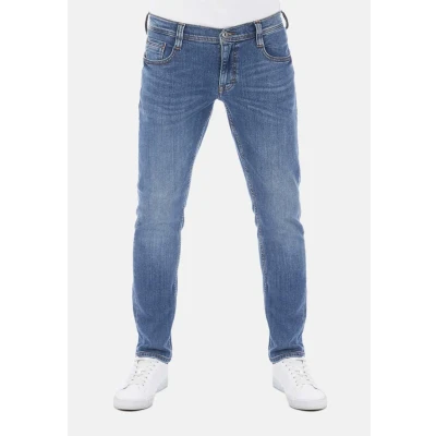 Abbildung von MUSTANG Herren Jeans Oregon Tapered Fit Stretch Denim Hose 99% Baumwolle Blau Grau Schwarz W30 W40, Größe:W 33 L 34, Farbvariante:Medium Blue (313)