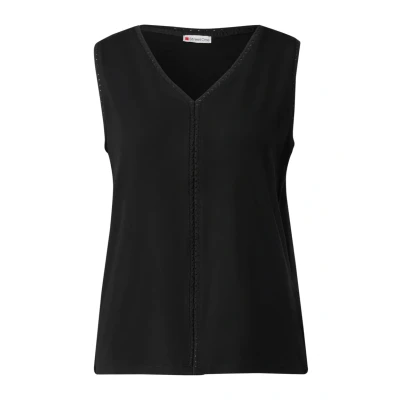 Abbildung von Street One Damen A323333 Jersey Top mit Häkeldetails, Schwarz, 34