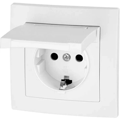 Abbildung von Unterputz Steckdose IP44, Steckklemme, All in One, Serie ET 1 weiß
