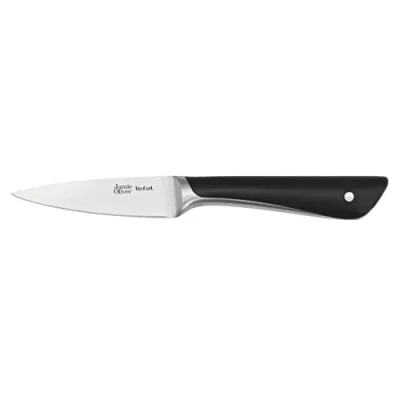 Abbildung von Jamie Oliver by Tefal K26711 Schälmesser 9 cm hohe Schneideleistung unverwechselbares Design widerstandsfähige und langlebige Klingen Edelstahl/Schwarz