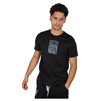 Abbildung von Alpha Industries Herren Rainbow Reflective Label T Shirt, Black, L