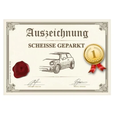 Abbildung von PRICARO Scheisse geparkt Flyer &quot;Auszeichnung&quot;, A6, 50 Stück