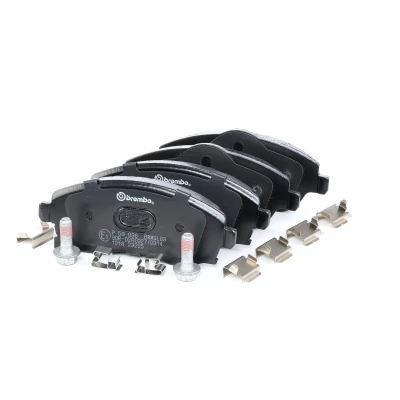 Abbildung von BREMBO P 59 036 Bremsbelagsatz mit akustischer Verschleißwarnung Bremssattelschrauben, Anti Quietsch Blech Zubehör