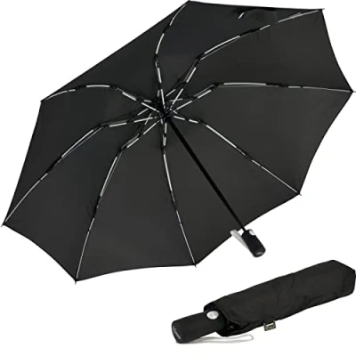 Abbildung von iX brella Sturmschirm Voll Fiberglas Taschenschirm groß 106 cm mit farbigen Speichen schwarz weiß