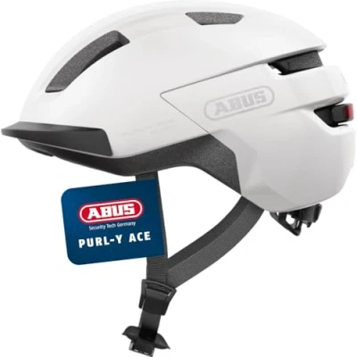 Abbildung von ABUS Fahrradhelm Purl Y ACE mit LED Licht geeignet Fahrten auf E Bike und S Pedelec Trendiger NTA Schutzhelm für Erwachsene Jugendliche Weiß, Größe