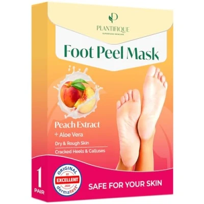 Abbildung von Plantifique Fußmaske Hornhaut Socken Fussmaske Pfirsich 1 Paar Hornhautentferner Extreme entfernen fuß Foot Peel Mask Fußpeeling Anti