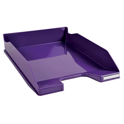 Abbildung von Exacompta 113220D Premium Briefablage Combo Midi DIN A4. Idealer Briefkorb für Ihre Organisation. Robuster und stapelbarer Ablagekorb Violett Glossy