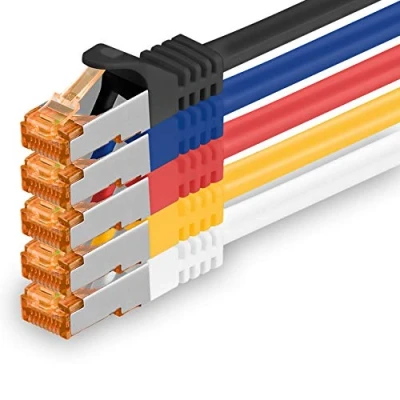 Abbildung von 1aTTack.de 1m Cat.7 Netzwerkkabel 5 Farben 03 Stück Gigabit Ethernet LAN Kabel 10000 Mbit S Patchkabel Cat7 FTP PIMF Schirmung LSZH Rohkabel Rj45 Stecker Cat 6a x 1 Meter