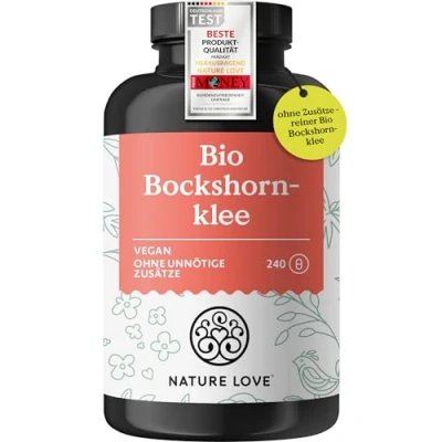 Abbildung von NATURE LOVE® bio Bockshornklee 240 vegane Kapseln Hochdosiert mit 2600mg je Tagesdosis (650mg Kapsel) Fenugreek zertifiziert frei von unerwünschten Zusätzen, in Deutschland produziert
