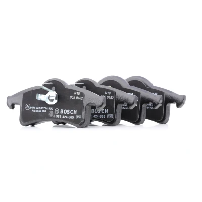 Abbildung von BOSCH 0 986 424 665 Bremsbelagsatz Low Metallic mit Anti Quietsch Blech, Kolbenclip JEEP: GRAND CHEROKEE 2