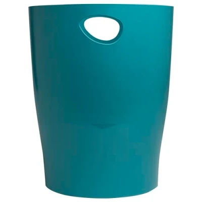 Abbildung von EXACOMPTA Ref. 45334D 1 Papierkorb mit Griffen ECOBIN Skandi großes Fassungsvermögen 15 Liter Maße 26,3 x 33,5 cm für Büro oder Zuhause Farbe Pazifikblau