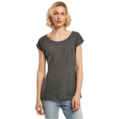 Abbildung von Build Your Brand Damen BB013 Ladies Wide Neck Tee T Shirt, Charcoal, S