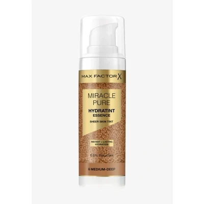 Abbildung von Max Factor Miracle Pure Hydratint Essence, feuchtigkeitsspendendes Make up mit leichter Deckkraft, 71% wasserbasiert, Mikro Kapsel Pigmenten, 30 ml, Fb. 6 Medium Deep