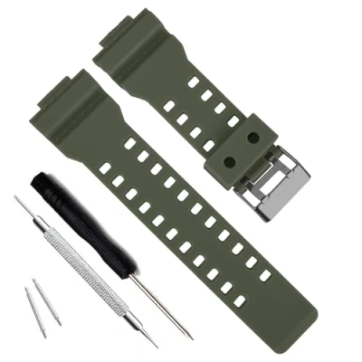 Abbildung von Natural Resin Replacement Watch Band Strap for Casio Mens G Shock GD120/GA 100/GA 110/GA 100C (Blackish Green)