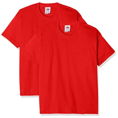 Abbildung von Fruit of the Loom Jungen Kids Valueweight Short Sleeve T 2 Pack Shirt, Rot (Rot/Rot), 3 4 Years(Size:40) (2er Pack)