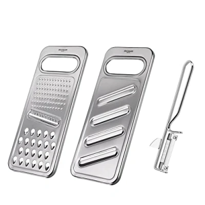 Abbildung von Westmark Set, 3tlg.: Universalreibe + Gurkenhobel Sparschäler, Rostfreier Edelstahl, Steel Famos, Silber, 100222E6