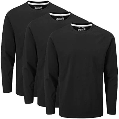 Abbildung von Charles Wilson 3er Pack Langarm T Shirt Mit Rundhalsausschnitt (XL, Black (0822))