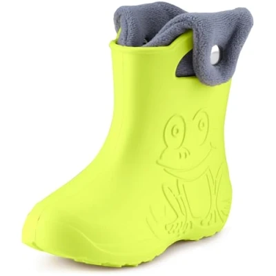 Abbildung von Ladeheid Eva Kinder Jungen Mädchen Gummistiefel Regenschuhe gefüttert Regenstiefel Gummischuhe LA CA 04 (Limone, 30/31 EU)