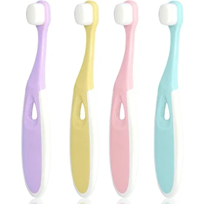 Abbildung von baby zahnbürste weich nano ，zahnbürste kinder für 1 6 jahre， mit zungenreiniger 4 Packung (pink 4)