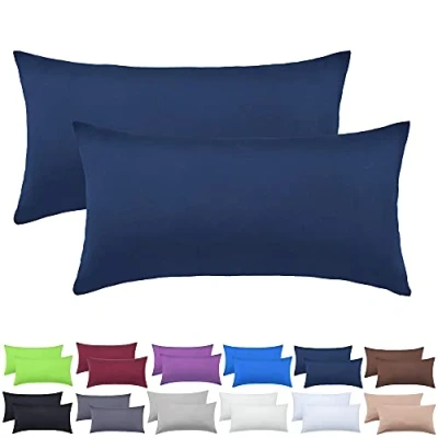 Abbildung von NatureMark 2er Pack Jersey Kissenbezug Kissenhülle Kissenbezüge Seitenschläferkissen Nackenkissen viele Größen und Farben ÖKO TEX (40 x 80 cm, Navy blau)