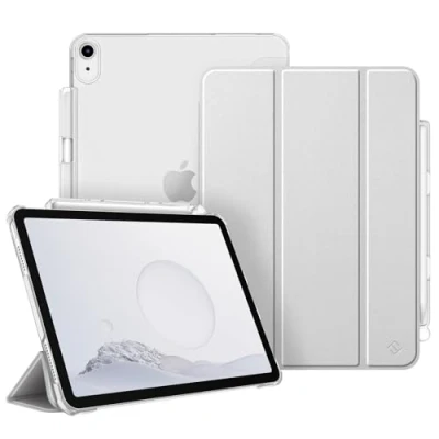 Abbildung von Fintie Hülle für iPad Air 11 Zoll M2, 6 2024 Hülle, 5 2022/ 4 2020 10.9 mit Stifthalter, ultradünne leichte Schutzhülle Case transparenter Rückseite, Silber