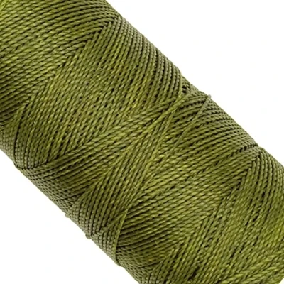 Abbildung von LINHASITA, Garnspule, gewachst, 100 g / 170 Meter, Dicke: 1 mm, Polyester, Makramee Garn, 30 Farben metros gr Militärgrün