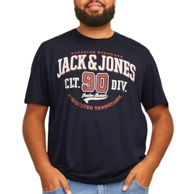 Abbildung von Jack &amp; Jones Jjelogo Tshirt print, Herren, Größe: 3XL, Dark navy