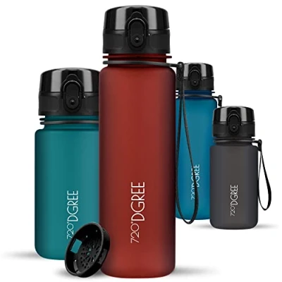 Abbildung von 720DGREE Trinkflasche Kinder 500ml “uberBottle“ softTouch +Sieb Auslaufsicher, BPA Frei Flasche für Schule, Sport, Fitness Wasserflasche aus Tritan Schmal, Leicht, Stoßfest, Wiederverwendbar