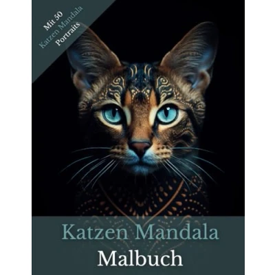 Abbildung von Katzen Mandala Portrait Malbuch für Erwachsene und Kinder: 50 einzigartige Motive zum Ausmalen Zur Entspannung Stressabbau Perfekt Katzenliebhaber.