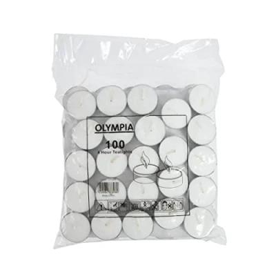 Abbildung von Olympia Teelichter für 4 Stunden, 280 x 220 mm, Weiß, geruchlos, Restaurant, 100 Stück