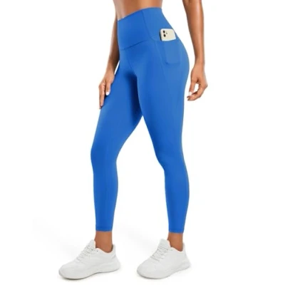 Abbildung von CRZ Yoga Butterluxe Damen High Waist Sport Leggings Blickdicht Soft Hosen Gym Workout Leggins mit Tasche 64cm Funkelndes Blau 36