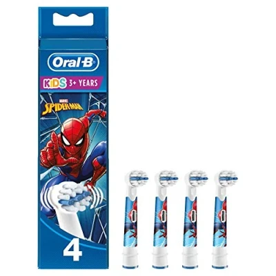 Abbildung von Oral B Kids Spiderman Aufsteckbürsten für elektrische Zahnbürste, 4 Stück, Kinder ab 3 Jahren, extra weiche Borsten