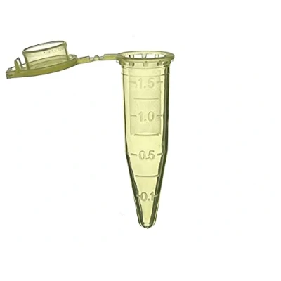 Abbildung von MUHWA Mikrozentrifugenröhrchen aus Polypropylen mit Schnappverschluss, 1,5 ml Mikro Reagenzgläser, konische Mikroröhrchen, Probenfläschchen für Labor, 500 Stück (gelb)