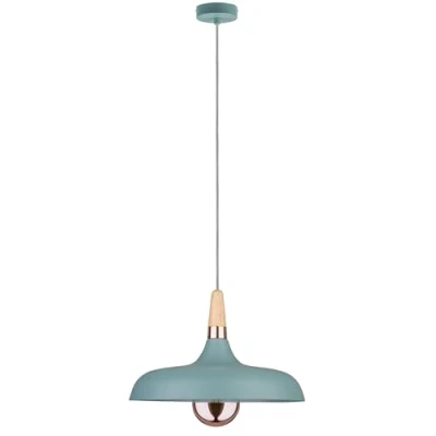 Abbildung von Paulmann 79655 Neordic Juna Pendelleuchte 340mm max. 1x20W Hängelampe für E27 Lampen Deckenlampe Softgrün/Kupfer/Holz 230V ohne Leuchtmittel
