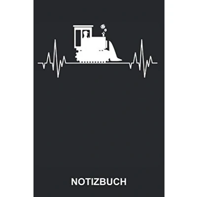 Abbildung von Notizbuch: Planierraupe Schubraupe Bulldozer Kettenräumer Kettendozer Baumaschine Bauen Bau Herzschlag EKG Lustiges Notizheft, Schreibheft ca. A5 mit Linien 120 Seiten liniert Softcover