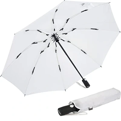 Abbildung von iX brella Sturmschirm Voll Fiberglas Taschenschirm groß 106 cm mit farbigen Speichen weiß