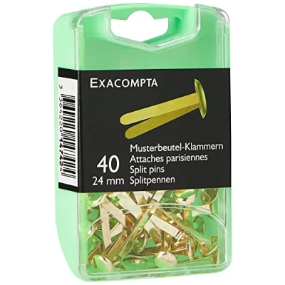Abbildung von Exacompta 14742E 40er Pack Musterbeutel Klammern 24mm gold aus Aluminium in praktischer Aufbewahrungsbox