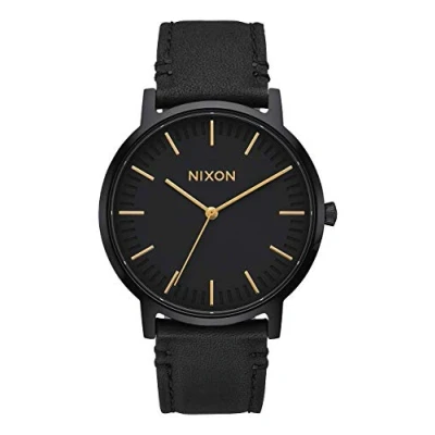 Abbildung von Nixon Armbanduhr Porter Leder All Black / Gold