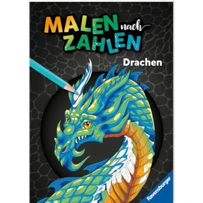 Abbildung von Ravensburger Malen nach Zahlen Drachen 32 Motive abgestimmt auf Buntstiftsets mit 24 Farben (Stifte nicht enthalten) Malbuch nummerierten Ausmalfeldern für fortgeschrittene Fans der Reihe