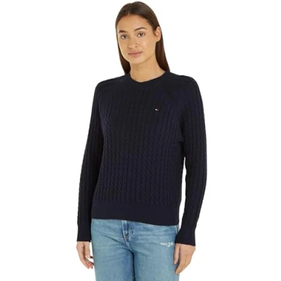 Abbildung von Tommy Hilfiger Cable Sweater Strickpullover, Damen, Größe: XS, Desert sky