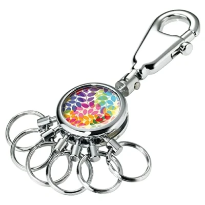 Abbildung von TROIKA COLOURFUL LEAVES SCHLÜSSELHALTER #KYR01 A084 glänzend Schlüsselanhänger Karabinerhaken 6 ausklinkbare Ringe Schlüsselorganisation filigranes Design Original