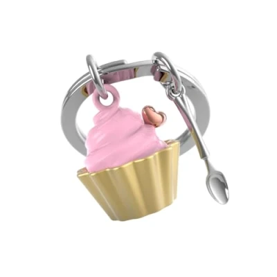 Abbildung von O meta[l]morphose METALMORPHOSE Schlüsselanhänger Cupcake Erdbeere Geschenk für Herren, Damen, Rosa, one size